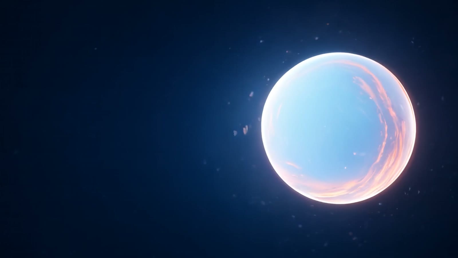 A glowing AI voice orb in deep blue space